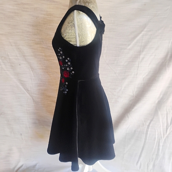 Francesca's Velvet Flare Dress with Embroidery - Picture 2 of 5